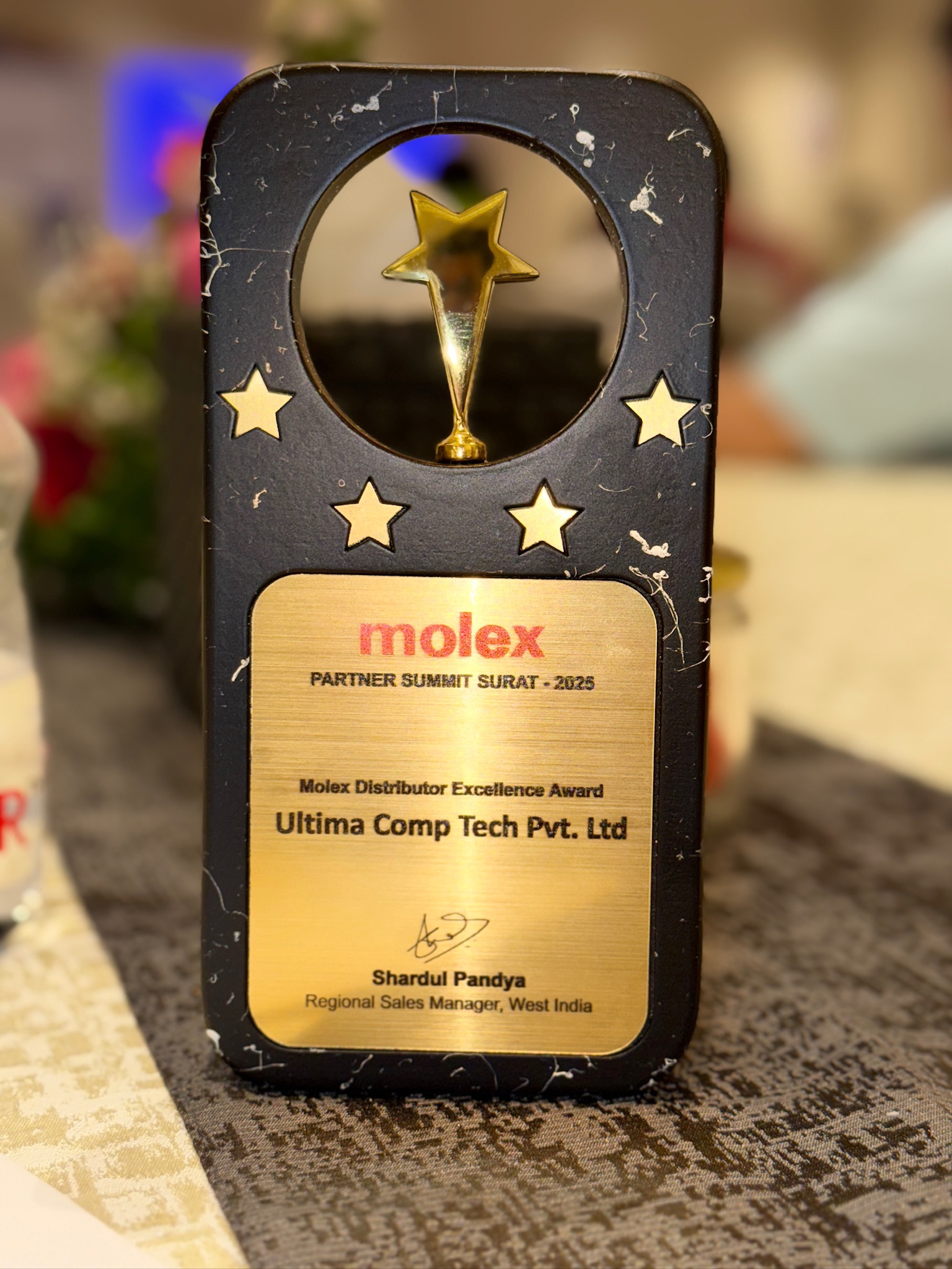 Molex Distributor Excellence Award — Ultima Comp Tech